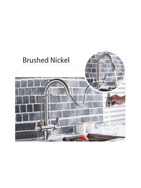 Stocco Tall Kitchen Counter Faucet with Silver Shower