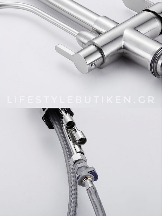 Stocco Tall Kitchen Counter Faucet with Silver Shower