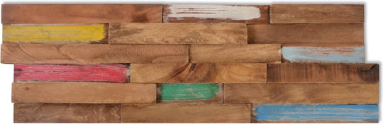 vidaXL 3D Wall Panels Made of Solid Teak Wood Multicolour 57x18x2cm 10 Pieces