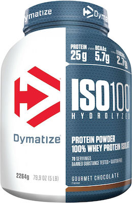 Dymatize ISO 100 Hydrolyzed Fără gluten cu Aromă de Ciocolată Gourmet 2.264kg