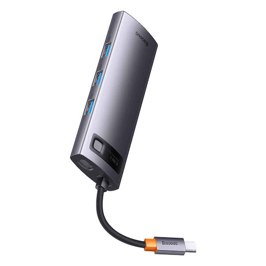 Baseus StarJoy 6-Port USB-C Docking Station με HDMI 4K PD Ethernet Ασημί
