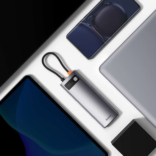 Baseus StarJoy 6-Port USB-C Docking Station με HDMI 4K PD Ethernet Ασημί