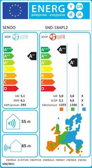 Sendo Apollo APL2 Klimaanlage Inverter 18000 BTU A++/A+ mit WiFi und Betrieb im Leise-Modus