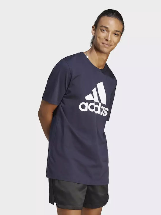 Adidas Essentials Single Ανδρικό T-shirt Μπλε με Στάμπα