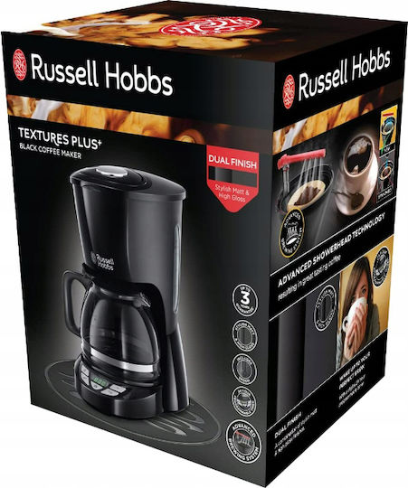 Russell Hobbs Textures Plus Προγραμματιζόμενη Καφετιέρα Φίλτρου 1000W Black