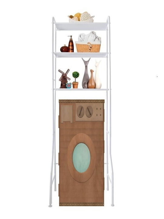 Laundry Rack Stainless Steel Επιδαπέδια Ραφιέρα Μπάνιου Μεταλλική με 3 Ράφια 68x25x160cm White