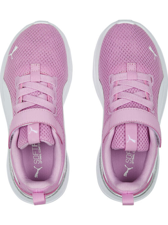 Anzarun Lite Kids Sports Shoes Running with Hoop & Loop Closure Lilac Chiffon / Puma White