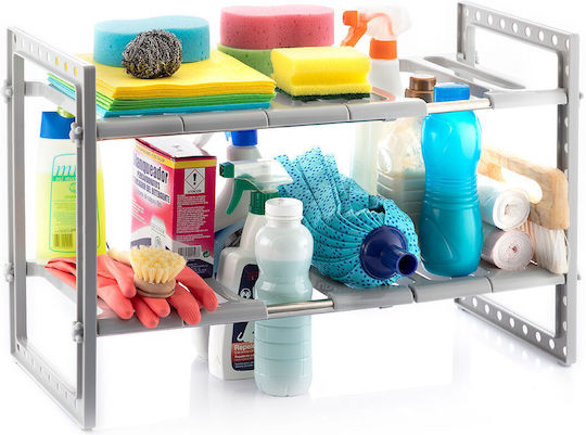 InnovaGoods Shibblek Montat pe perete Raft Baie Metal cu 2 Rafturi 66.5x38x38cm Argintie