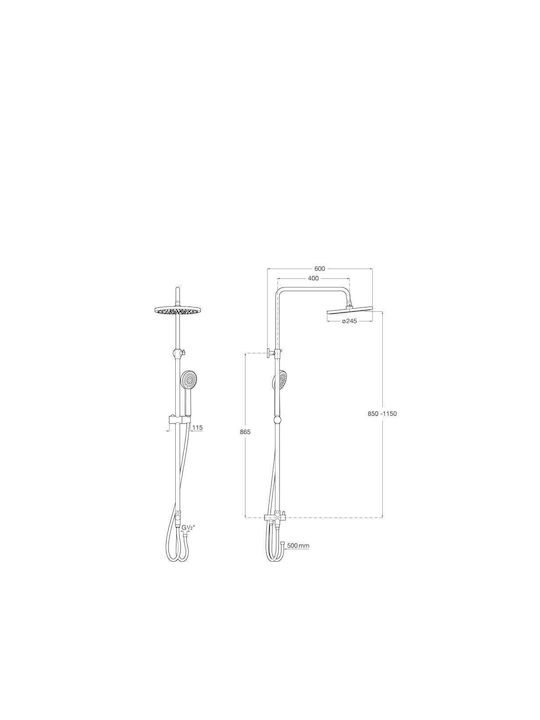 Roca Victoria Coloană De Duș Cu Mixer De Cadă 115cm Argintie
