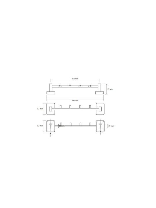 Bemeta Bemeta Niki Wall-Mounted Bathroom Hook with 4 Positions Silver