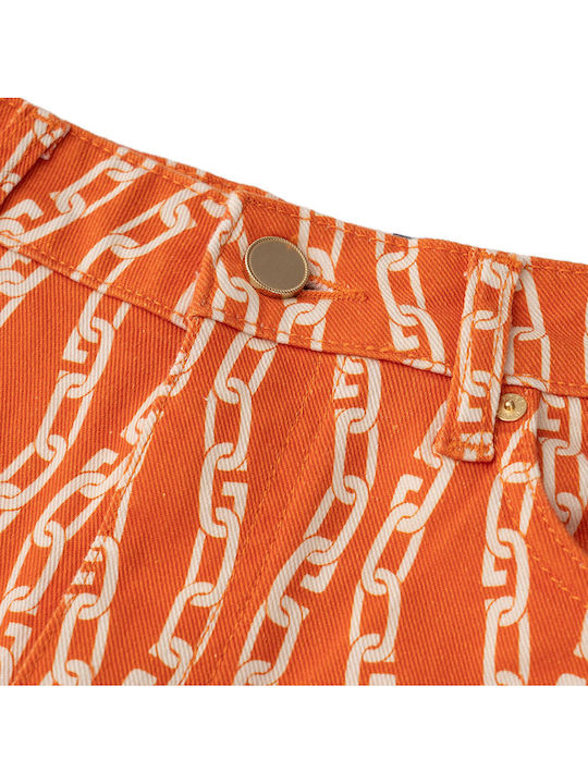 High Rise Women's Jean Pants Flared Orange