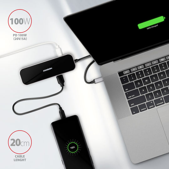 Axagon HMC-6H4A USB-C Docking Station mit HDMI 4K PD Schwarz