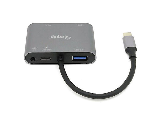 Equip USB-C Docking Station with HDMI 4K PD and Screen Connections 2 Monitors Silver