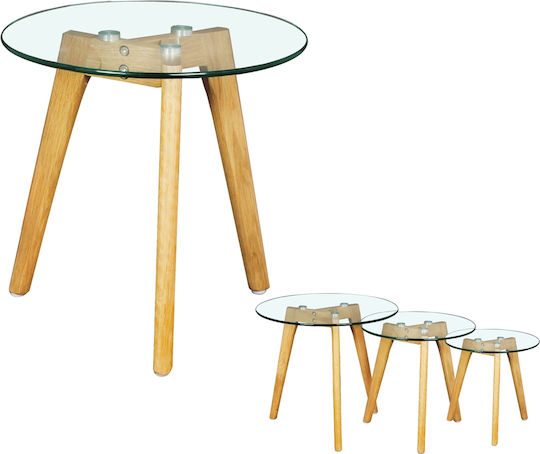 Round Side Table Target from Solid Wood Transparent W50xL50xH46cm E7745,1