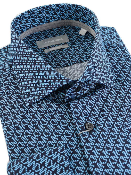 Michael Kors Men's Shirt Long Sleeve Cotton Blue