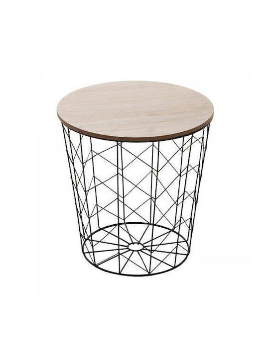 Round Side Table Cabel Wooden Black L37.5xW37.5xH37.5cm