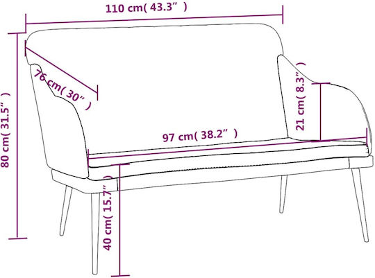 Διθέσιος Καναπές Βελούδινος Μπλε 110x76x80εκ.