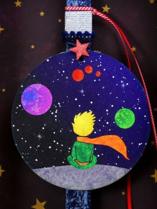 Easter Candle The Little Prince Square Scented Handmade with Box 35cm Blue
