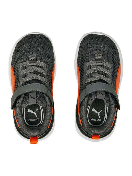 Anzarun Lite Kids Sports Shoes Running with Hoop & Loop Closure Grey / Orange