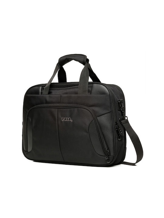 Polo Briefcase with Zipper & Adjustable Strap Black 41x10x30cm