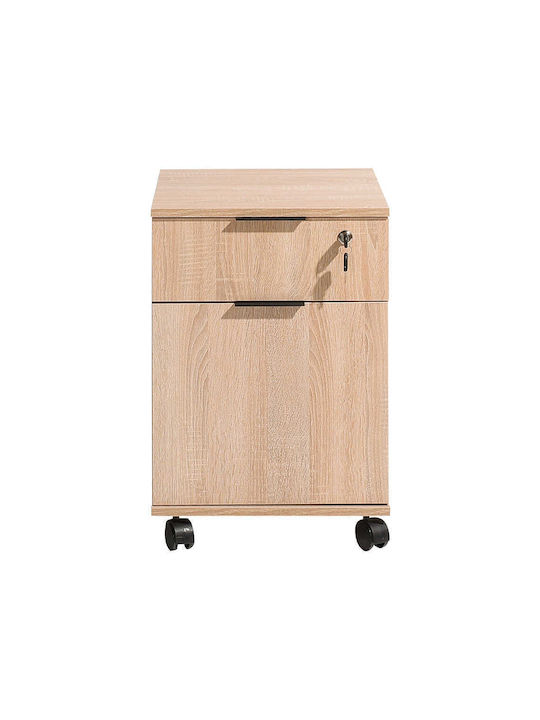 Office Storage Chipboard Drawer with Wheels, Lock & 1 Drawers Sonoma L41xW41xH61cm