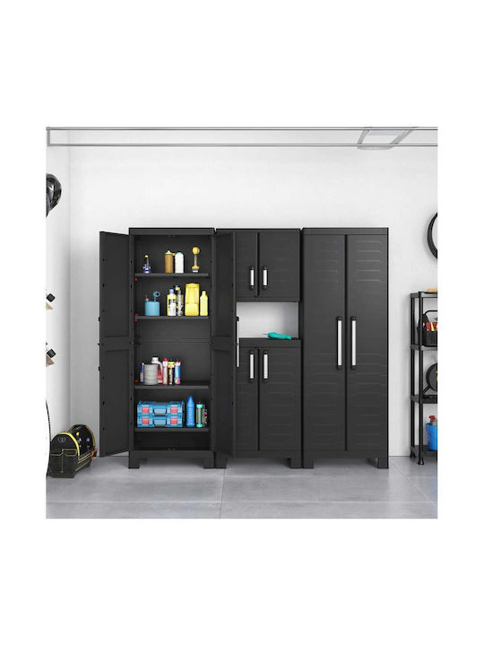 Shoe Cabinet Detroit XL Plastic with 2 Shelves Black 89x54x93cm