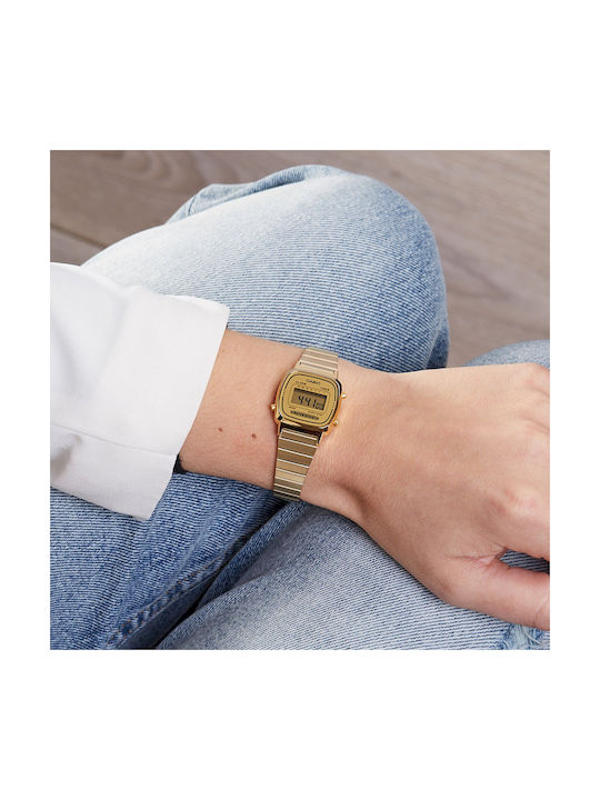 Casio Digital Uhr mit Gold Metallarmband