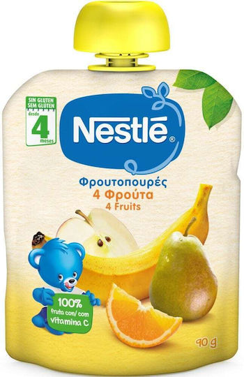 Nestle Fruit-Vegetable Puree NaturNes 4 Fruits No Added Sugar 90gr for 6+ Months