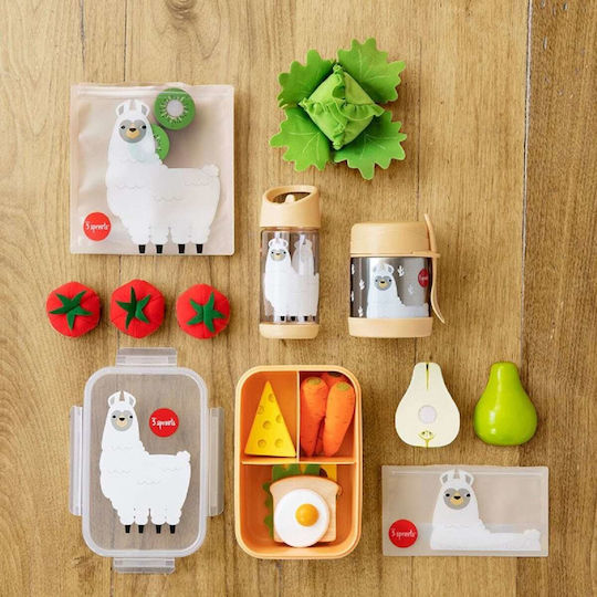 3 Sprouts Llama Baby Thermos for Food Stainless Steel Peach 350ml