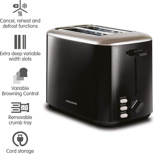 Morphy Richards 222064 Toaster 2 Schlitze 800W Schwarz