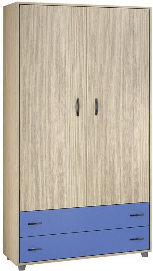 No 3 Dulap Pentru Copii Cu Ușă Dublă Și 2 Sertare Latte-Albastru 90x50x180cm
