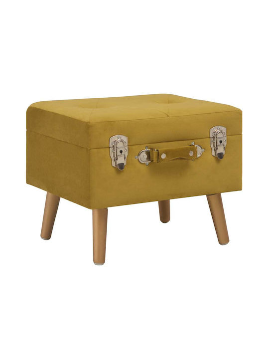 Stool For Living Room With Storage Space Upholstered with Velvet Mustard 3pcs 85x38x47cm