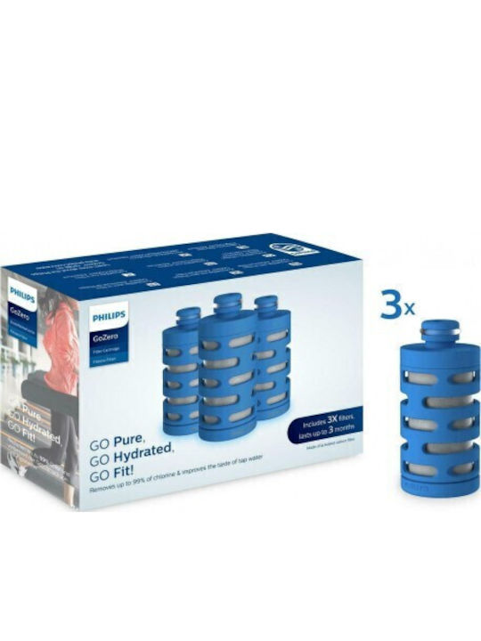 Philips Water Filter Replacement for Bottle made of Activated Carbon Gozero 3pcs