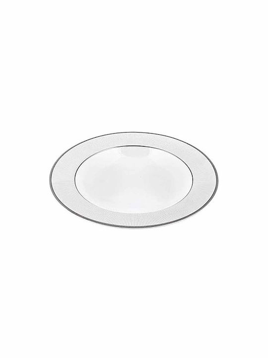 Oriana Ferelli Oval Porcelain Serving Platter Classic Stripes White 25cm