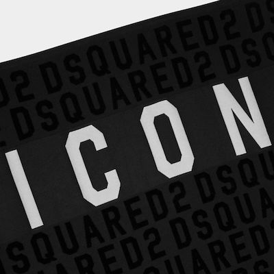 Dsquared2 Icon Logo Print Strandtuch Baumwolle Schwarz 180x90cm.