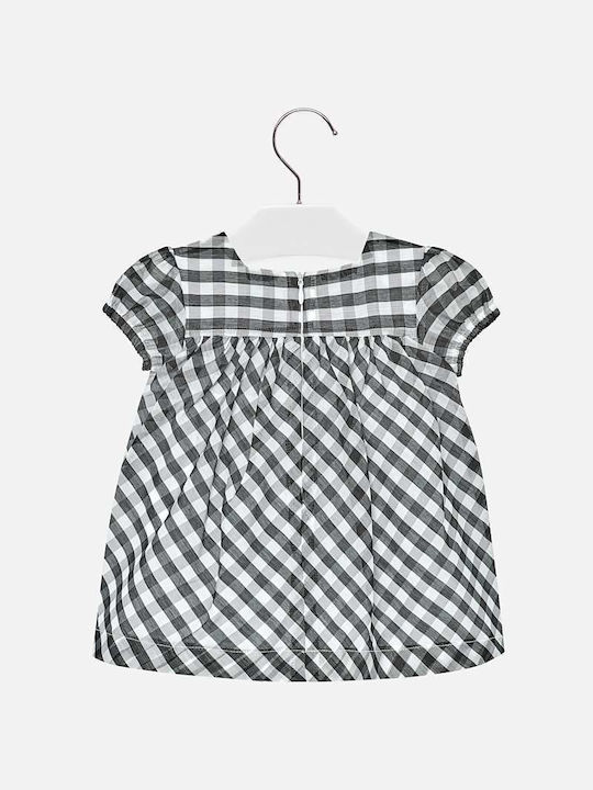 Mayoral Kids Dress Checked Short Sleeve Black