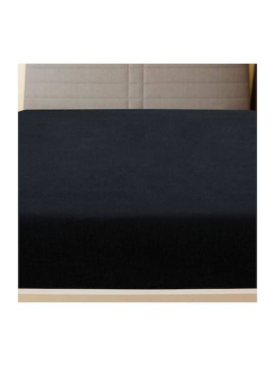 vidaXL Σεντόνι Διπλό με Λάστιχο 140x200εκ. Μαύρο