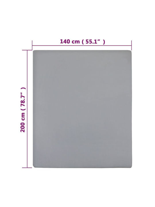 vidaXL Σεντόνι Διπλό με Λάστιχο 140x200εκ. Γκρι