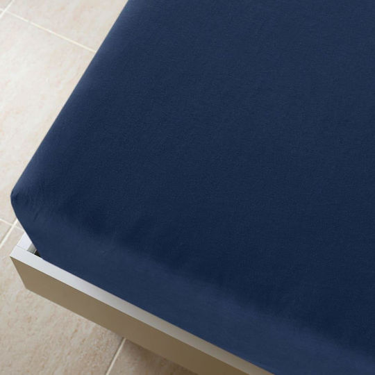 vidaXL Cearșaf Single cu Elastic 100x200cm. Albastru