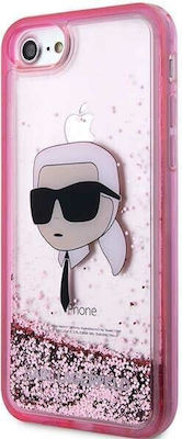 Karl Lagerfeld Glitter Karl Head Back Cover Πλαστικό / Σιλικόνης Ροζ (iPhone SE 2022/2020/8/7)