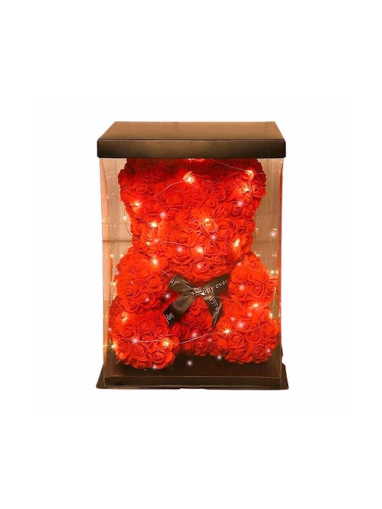 Bear of Artificial Roses Red 25cm in Box with LED