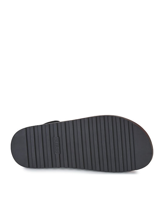 Flache Sandalen für Damen mit Riemen in Schwarz Farbe