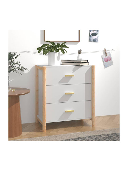 Ξύλινη Chest of Drawer with 3 Drawer White 62x38x70εκ.