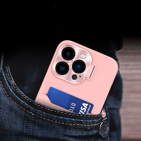 Hurtel Stand Case Задна корица Изкуствена кожа Розов (iPhone 14 Pro)