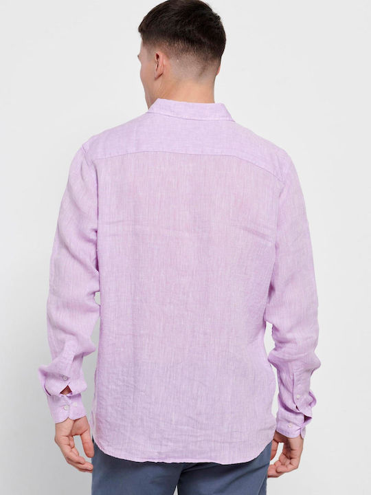 Funky Buddha Λινό Πουκάμισο Lilac Mel