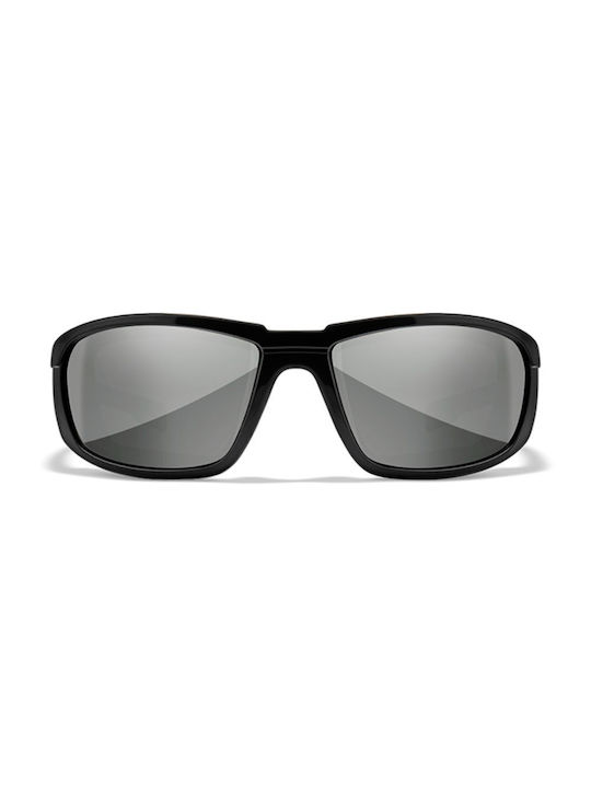 Wiley X Boss Sunglasses with Black Plastic Frame and Silver Polarized Mirror Lens CCBOS06