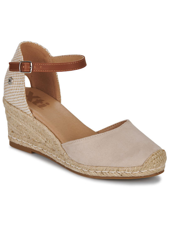 Xti Women's Fabric Platform Espadrilles Beige