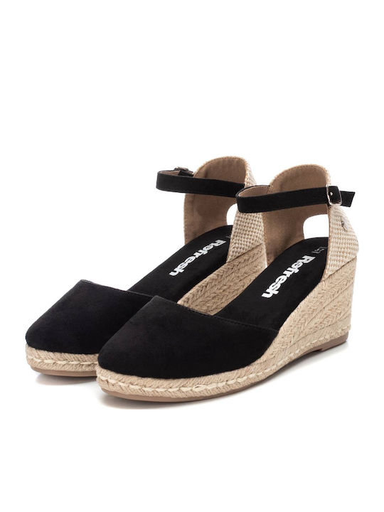 Women's Suede Platform Espadrilles Black