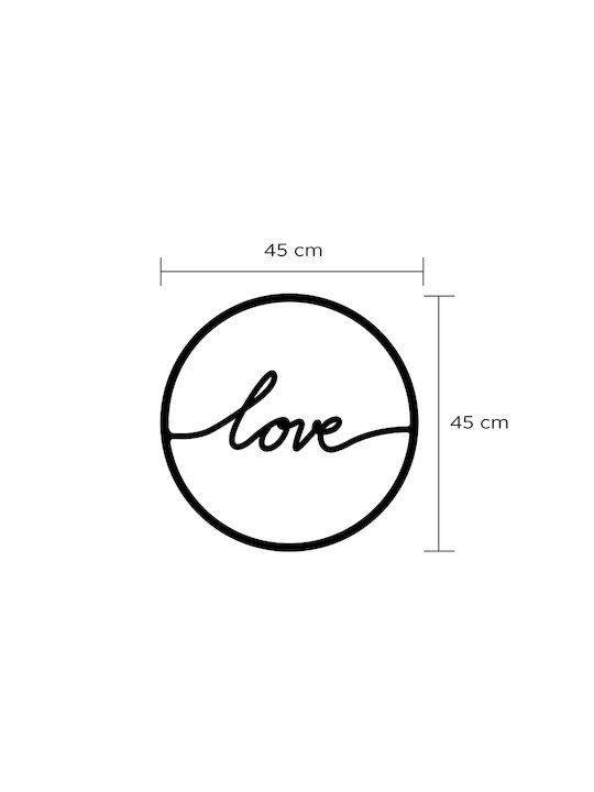 Megapap Διακοσμητική Σιλουέτα Love Μαύρο από Μέταλλο 45x2x45cm