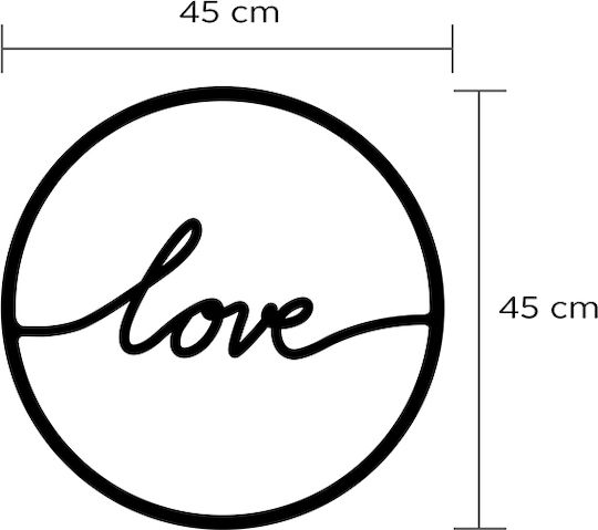 Megapap Декоративен Силует Love Черен от Метал 45x2x45см